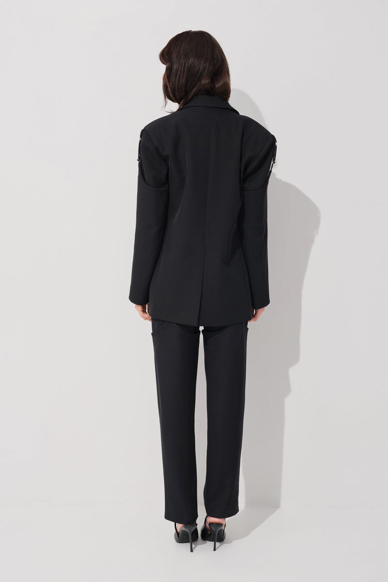 Garter Wool Trousers Black