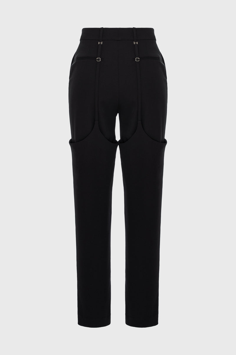 Garter Wool Trousers Black