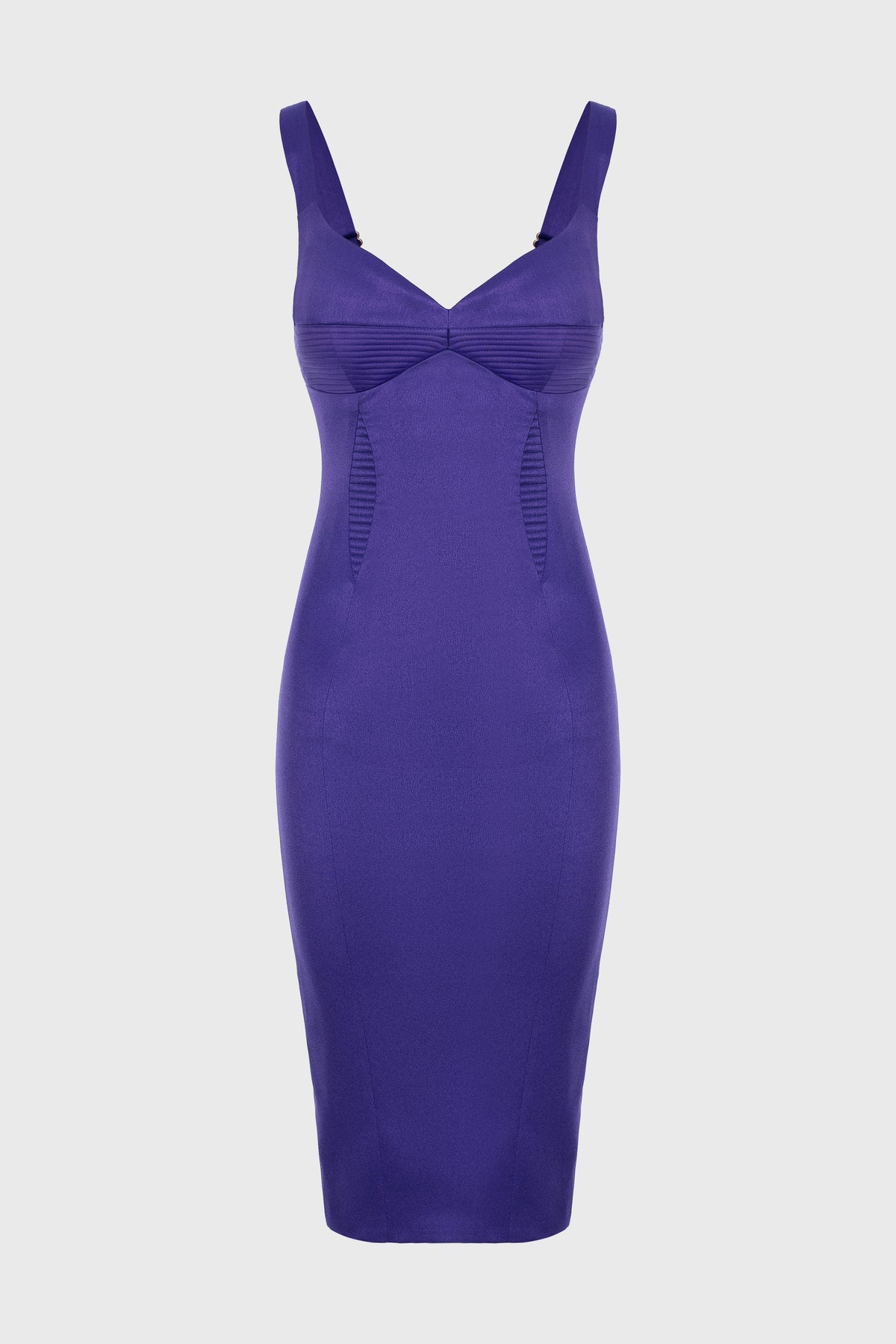 Rochie violet din satin elastic midi cu fermoar dublu la spate Haze