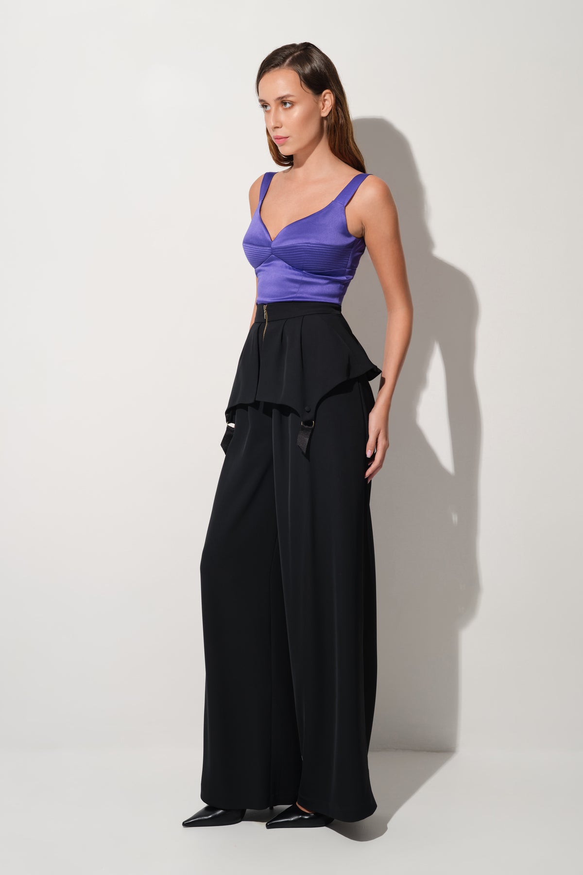 Corset violet din satin cu insiretare Haze
