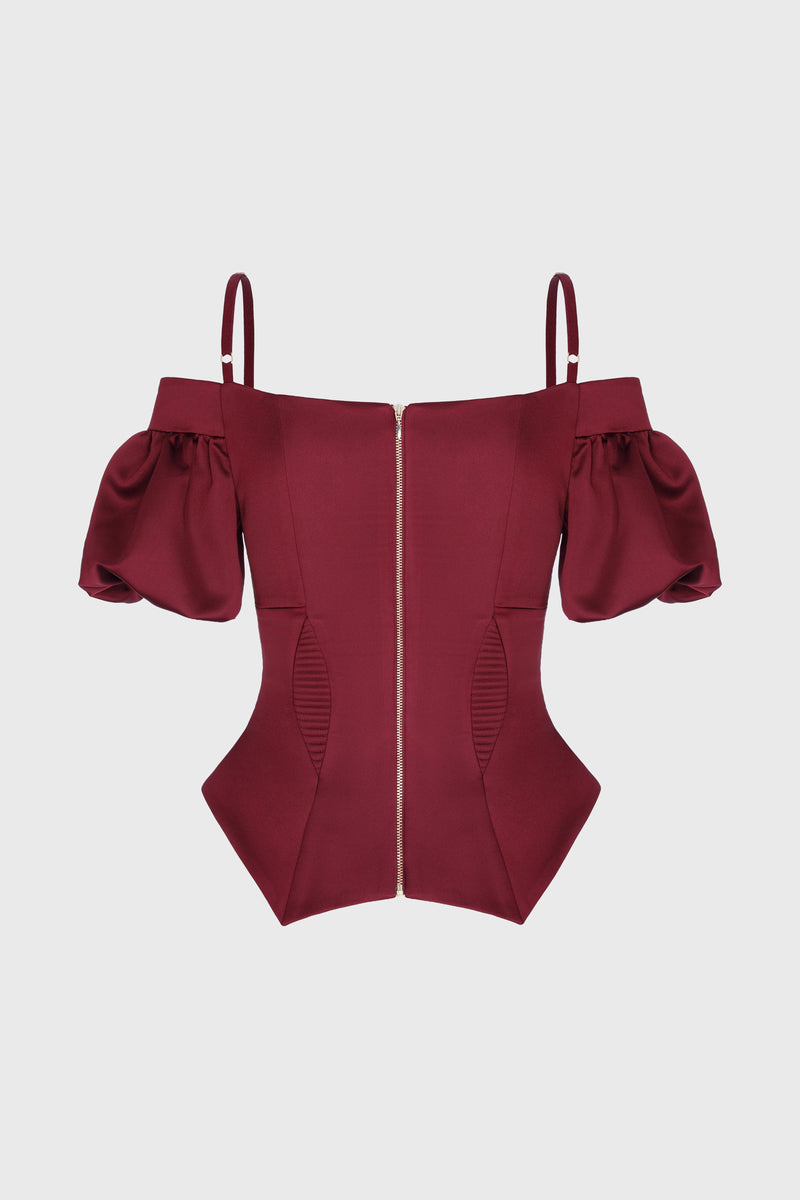 Haze Sleeve Corset Wine