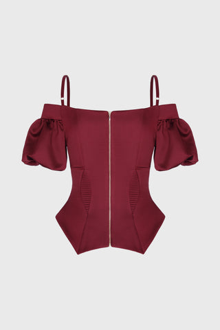 Haze Sleeve Corset Wine back