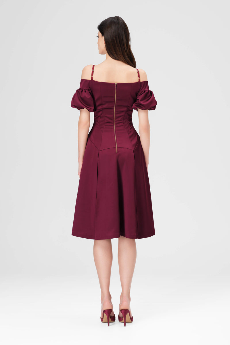 Haze Sleeve Dress Wine