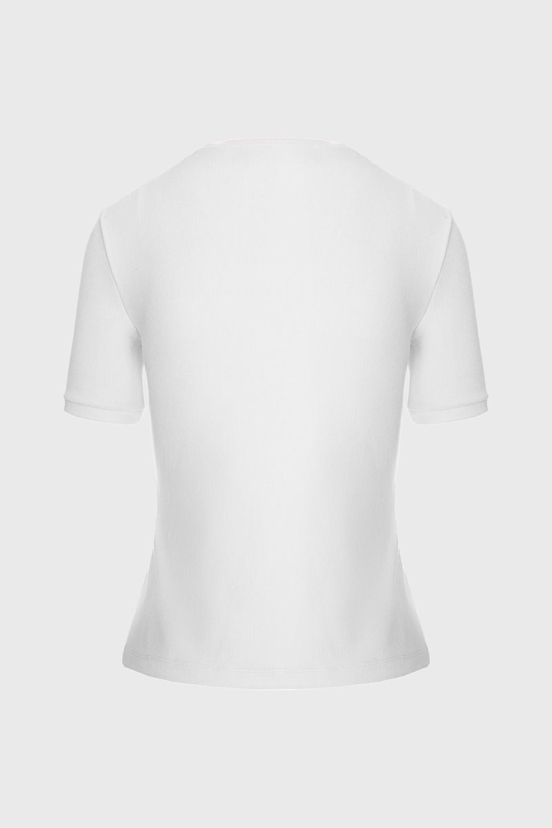 Tricou alb din bumbac reiat Logo