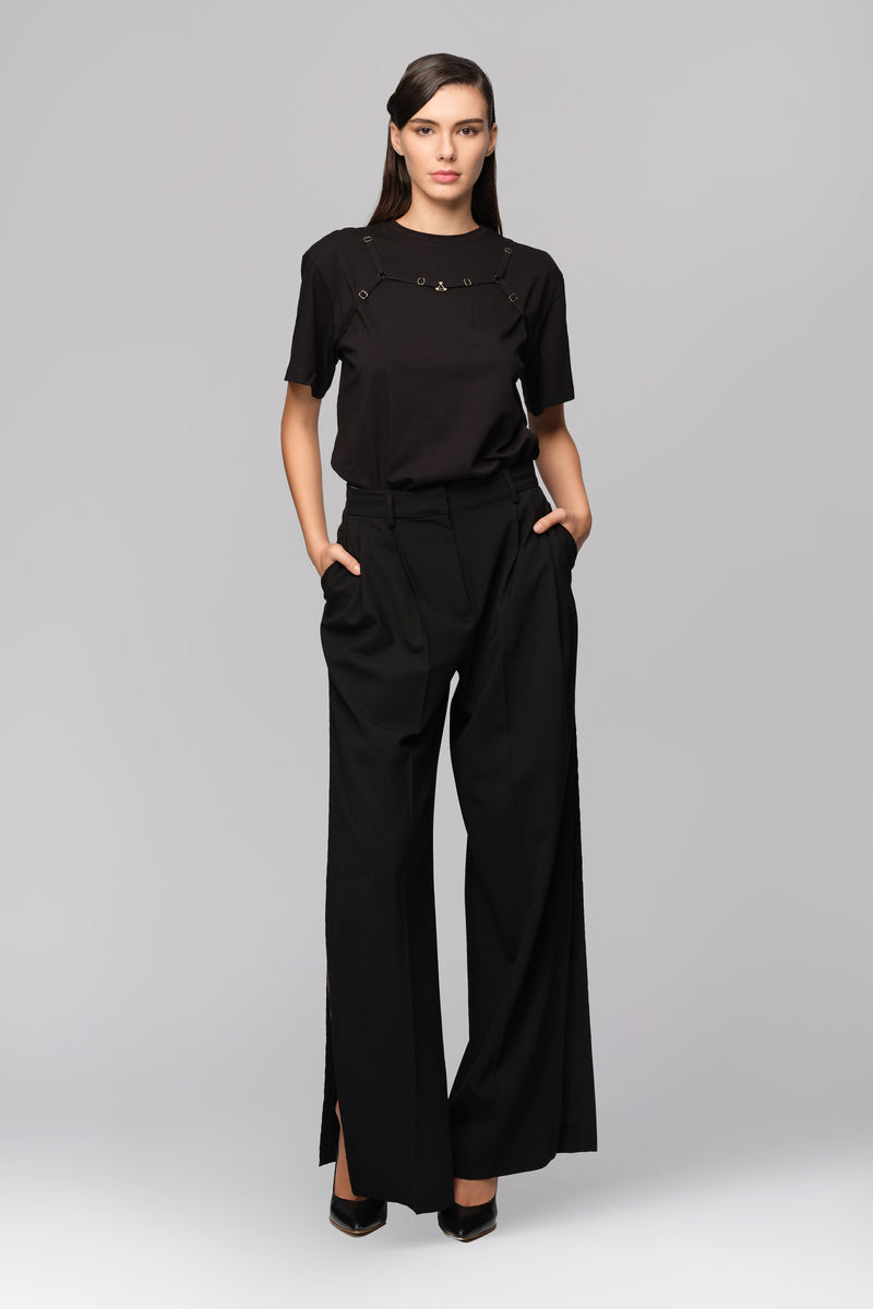 Tricou negru din bumbac organic Outline