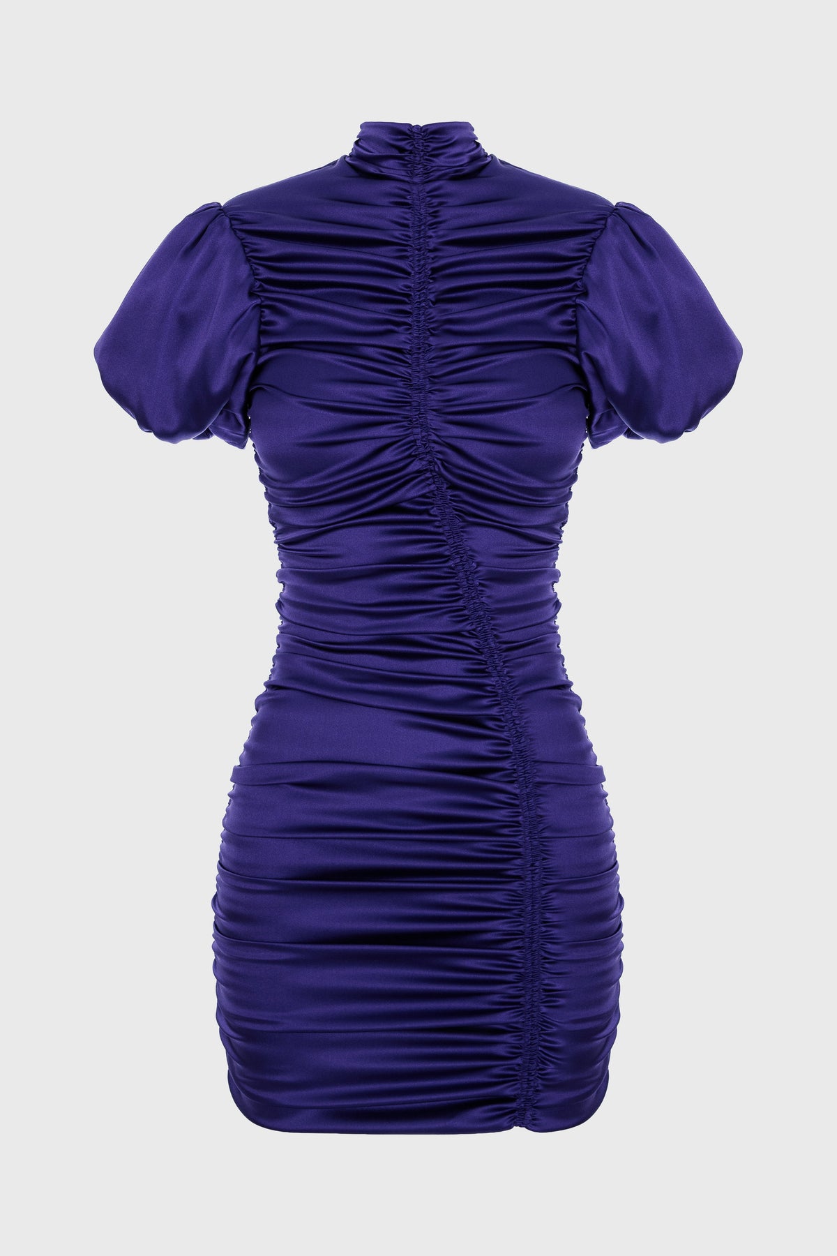 Rochie violet mini din matase cu drapaje Ruched