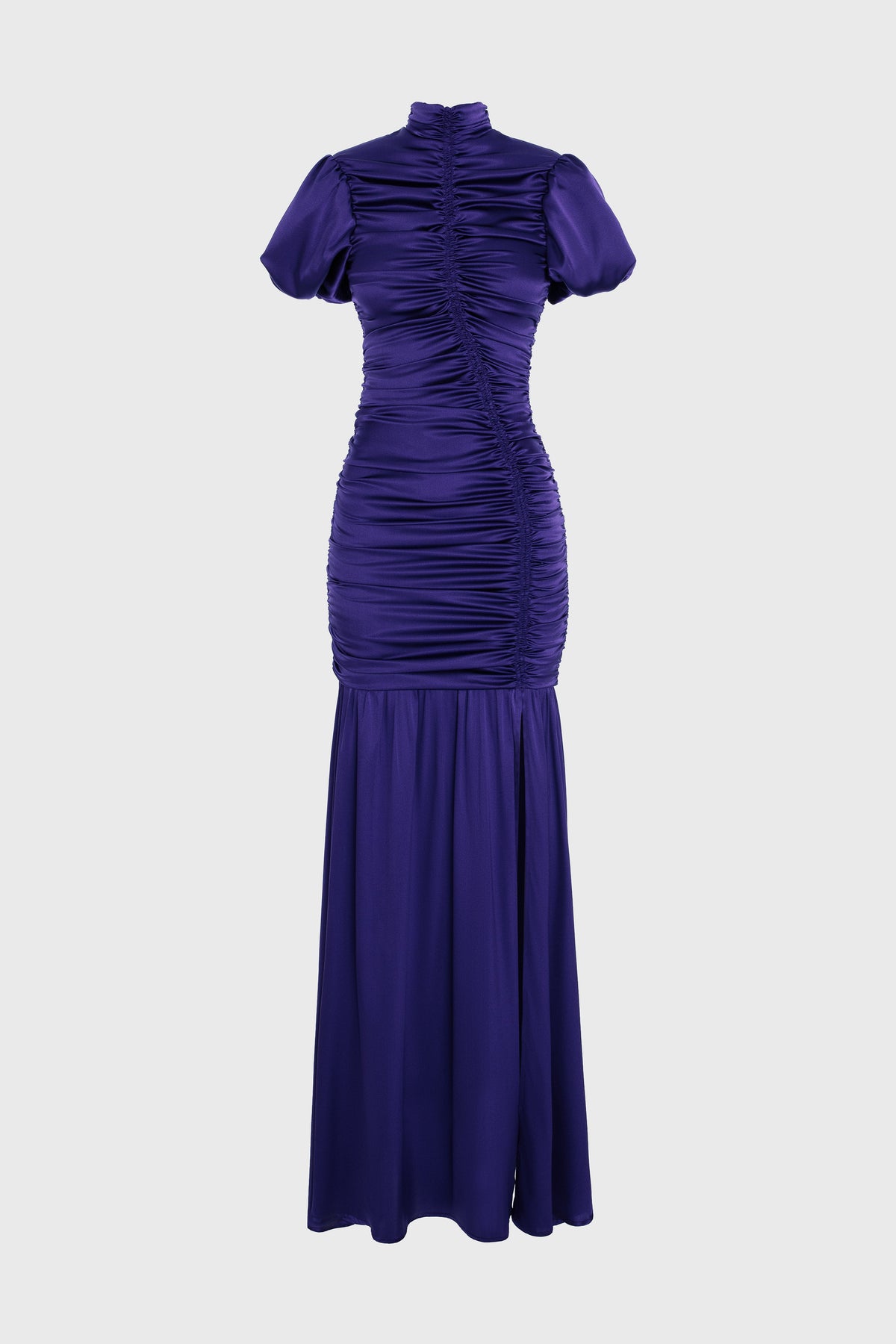 Ruched Silk Long Dress Purple 