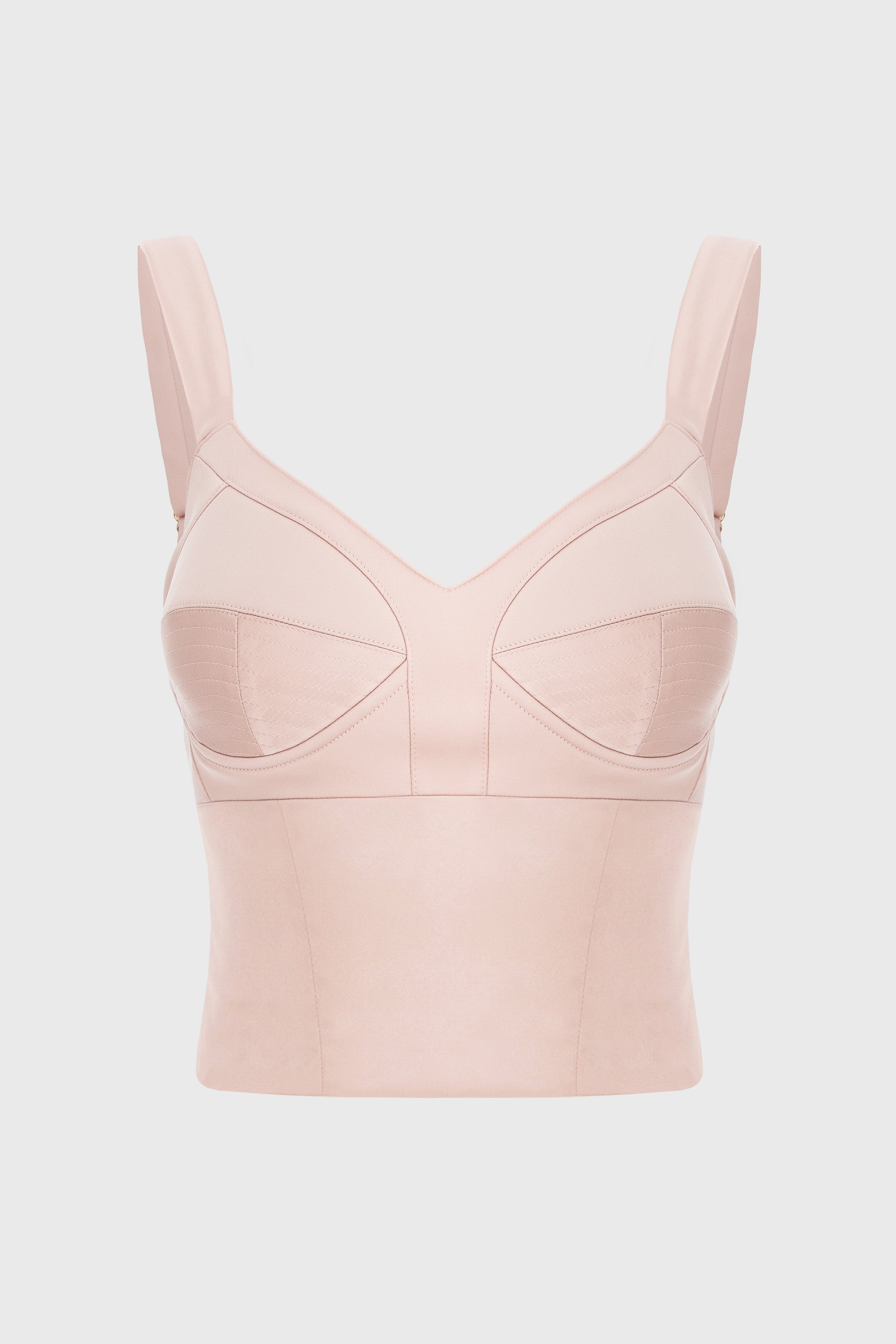 Corset roz pudrat din satin cu cupe Sculpt