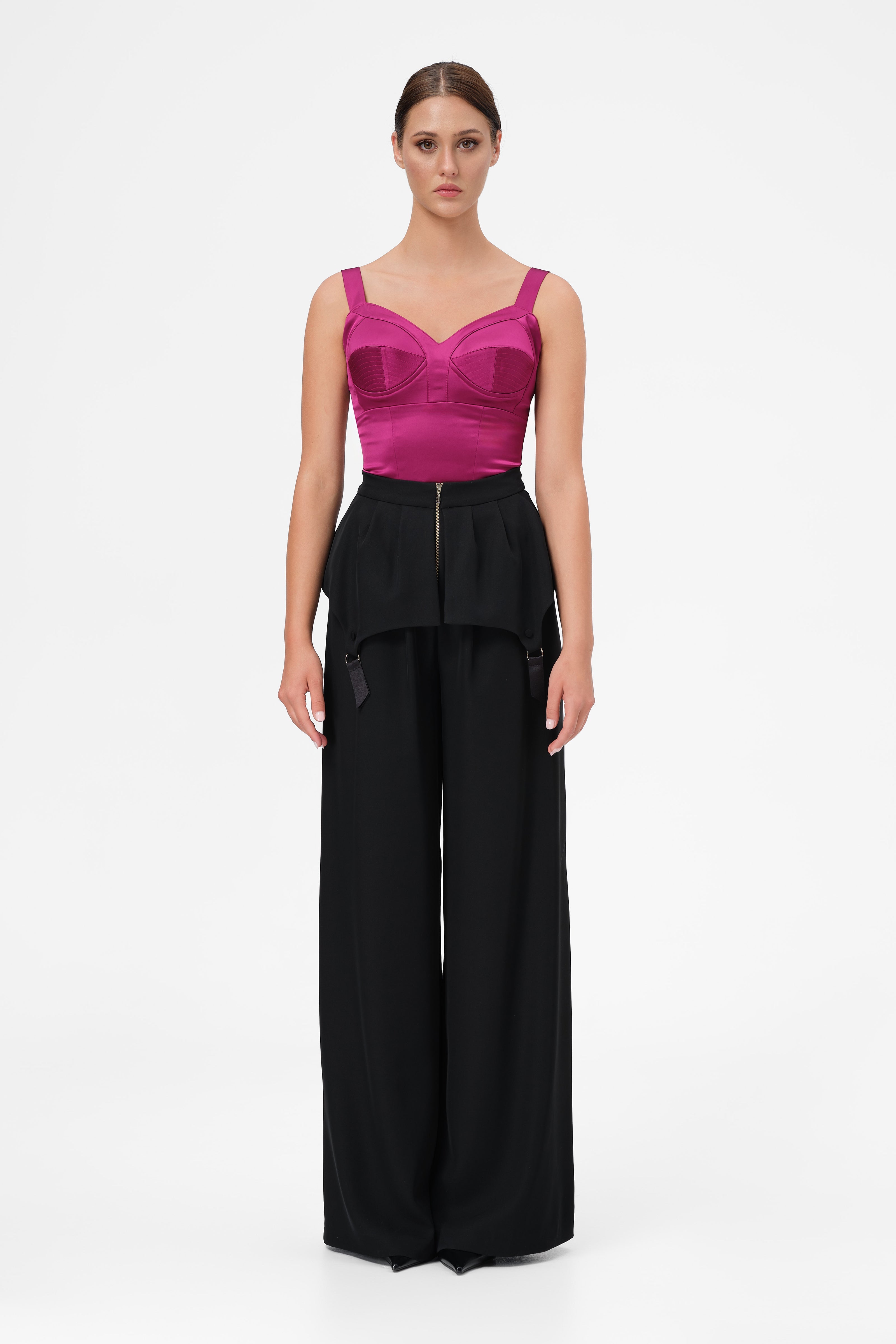 Flared Black Trousers with Peplum Blaze