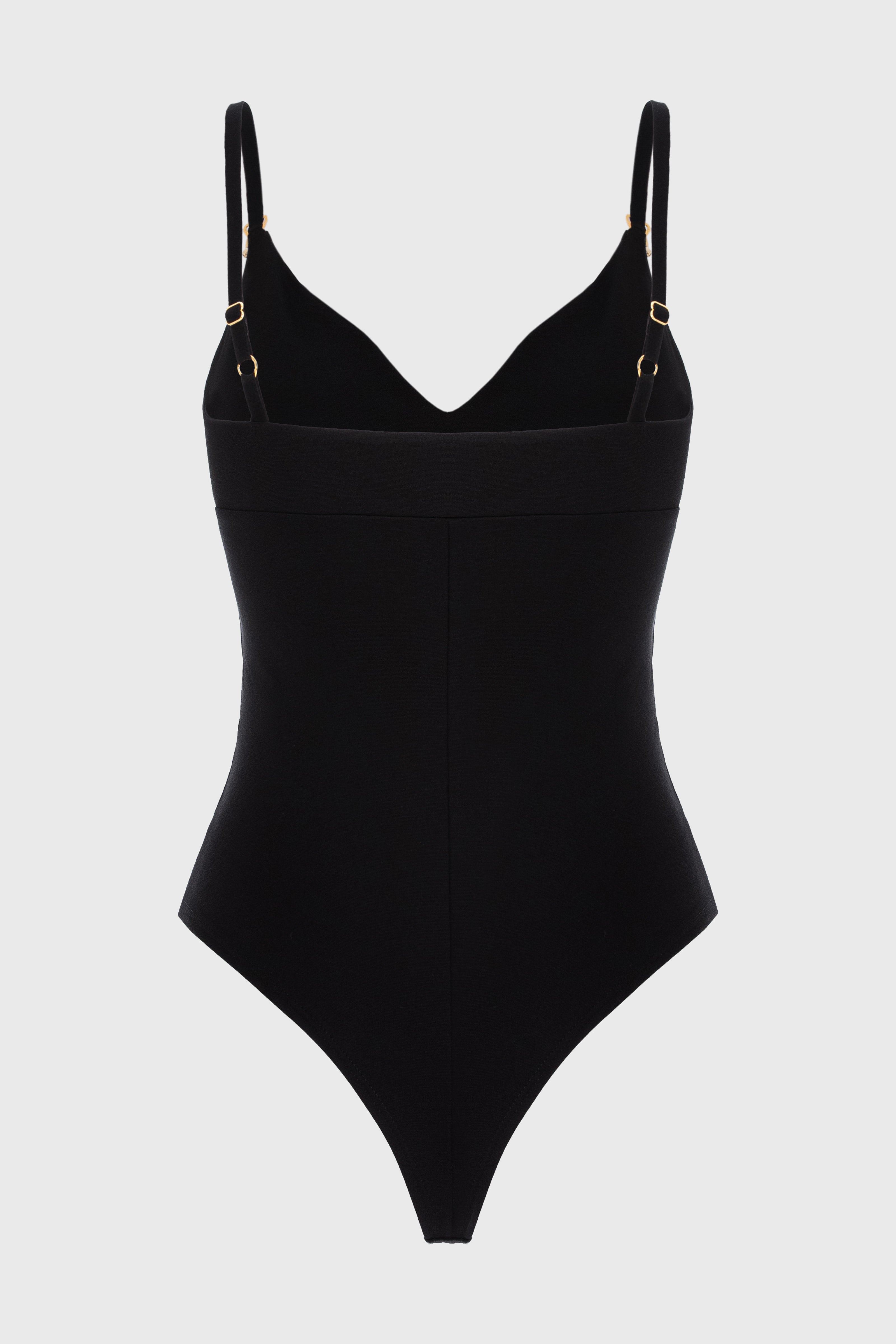 Body negru elastic cu bretele Skin