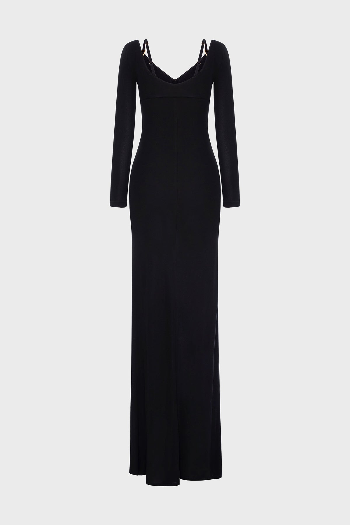 Rochie neagra lunga din vascoza elastica Skin