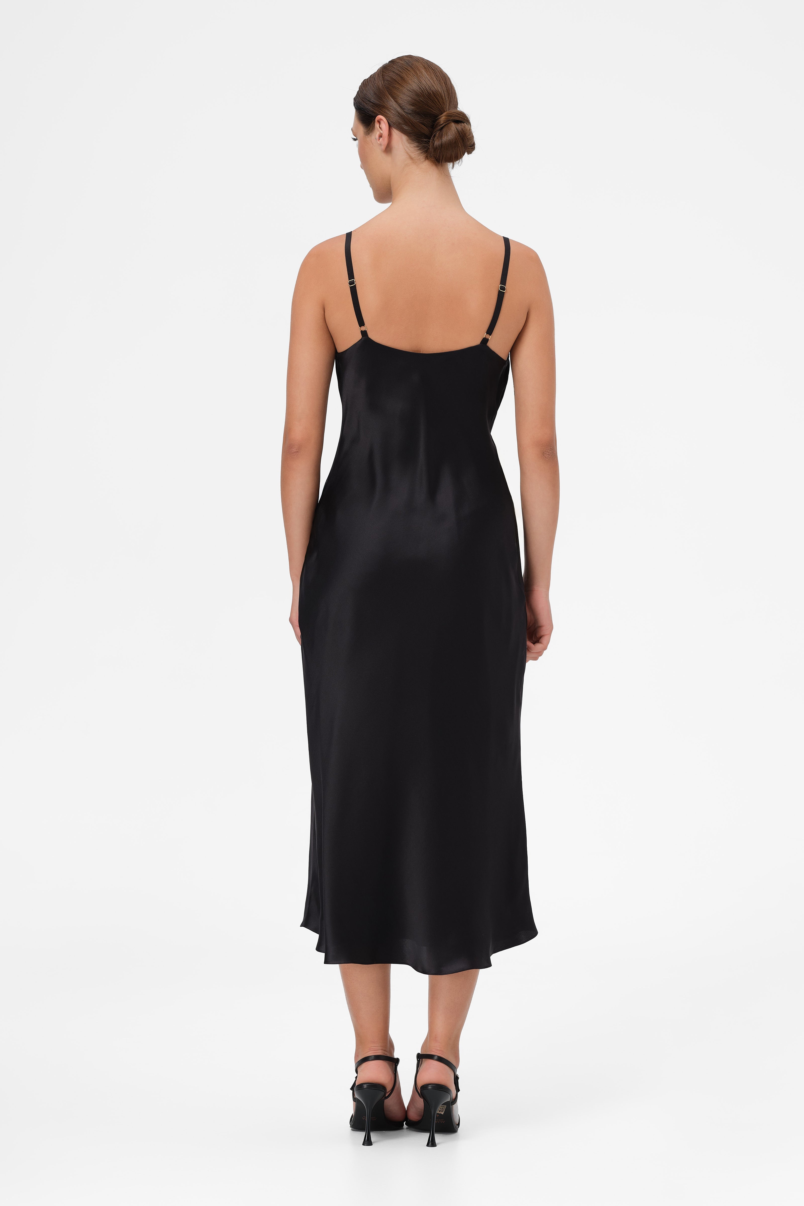 Slip Silk Midi Dress Black