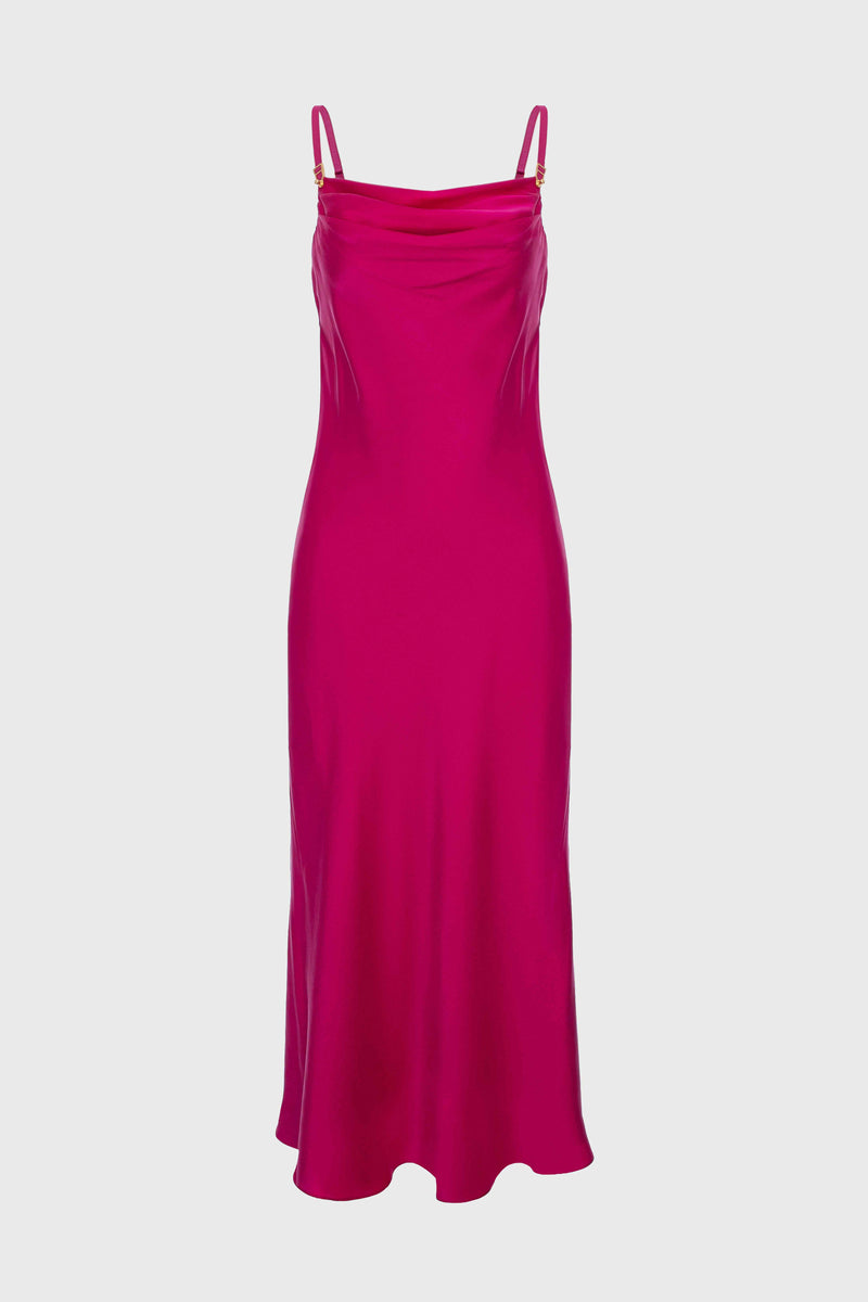 Slip Silk Midi Dress Raspberry Pink