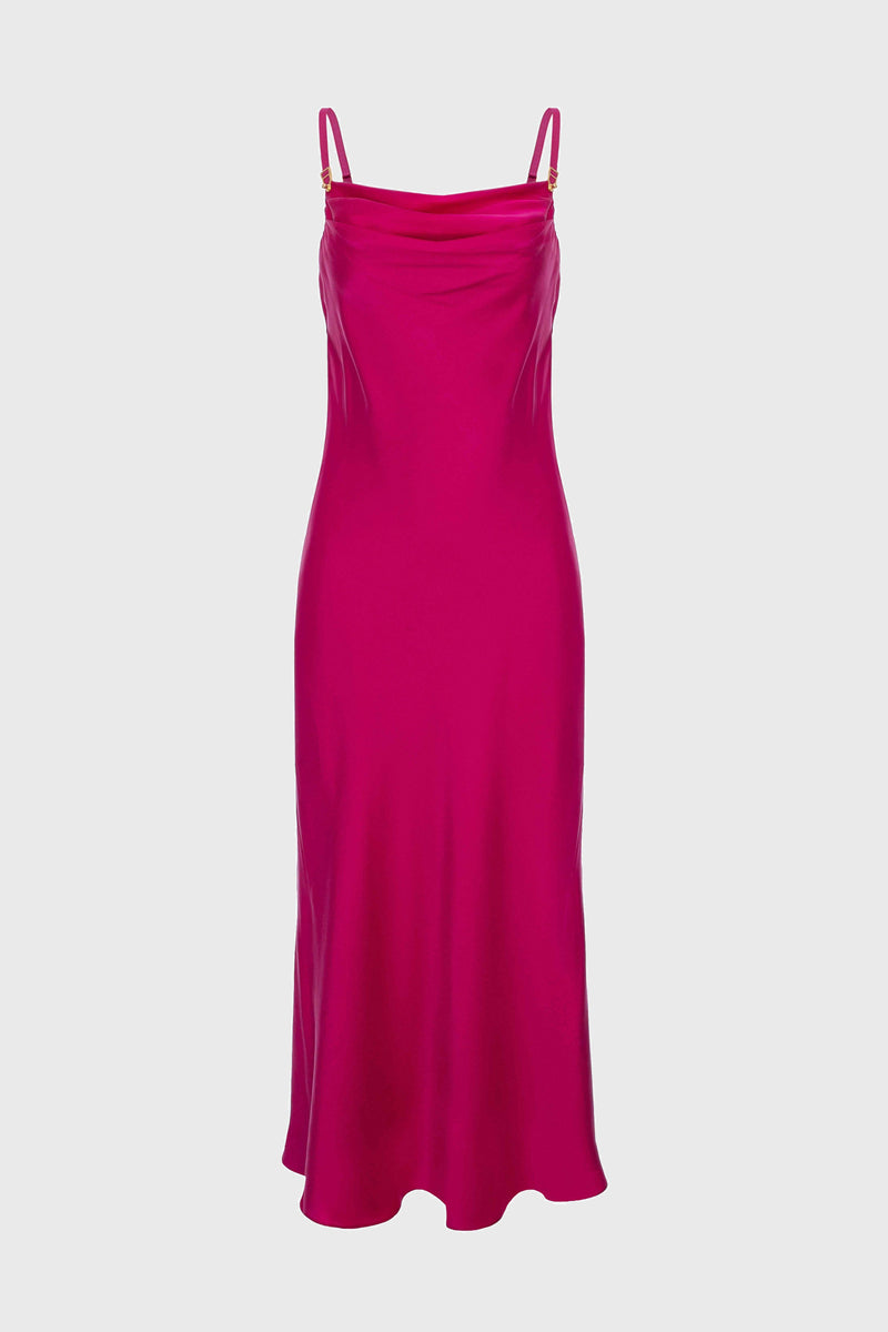 Slip Silk Midi Dress Raspberry Pink