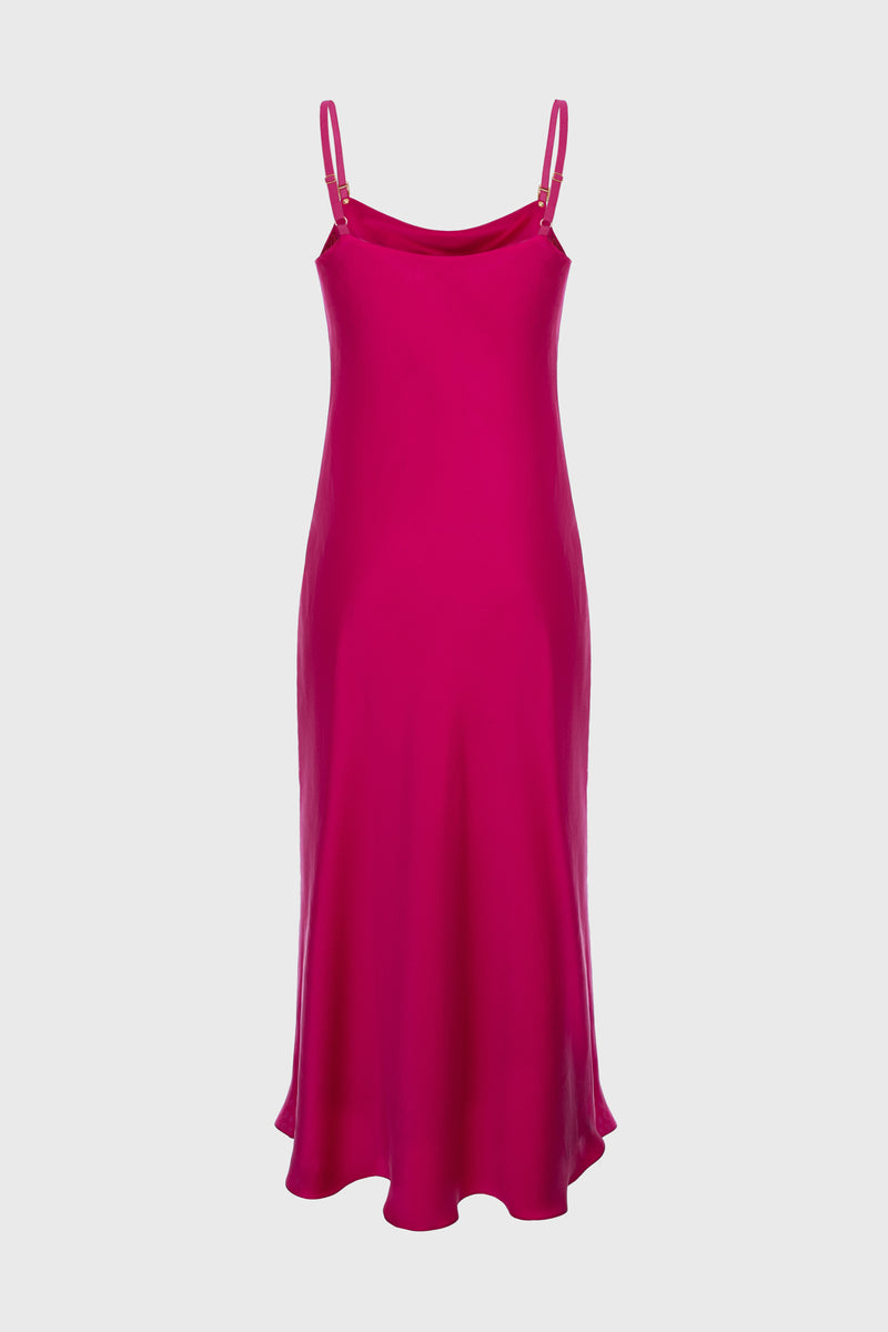 Slip Silk Midi Dress Raspberry Pink