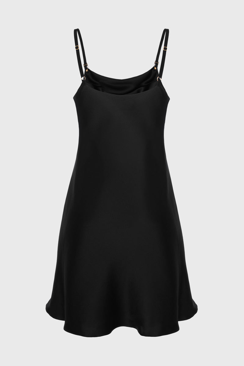 Slip Silk Mini Dress Black