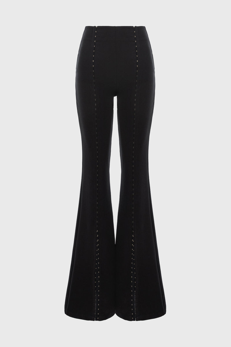 Pantaloni negri lungi evazati Snap