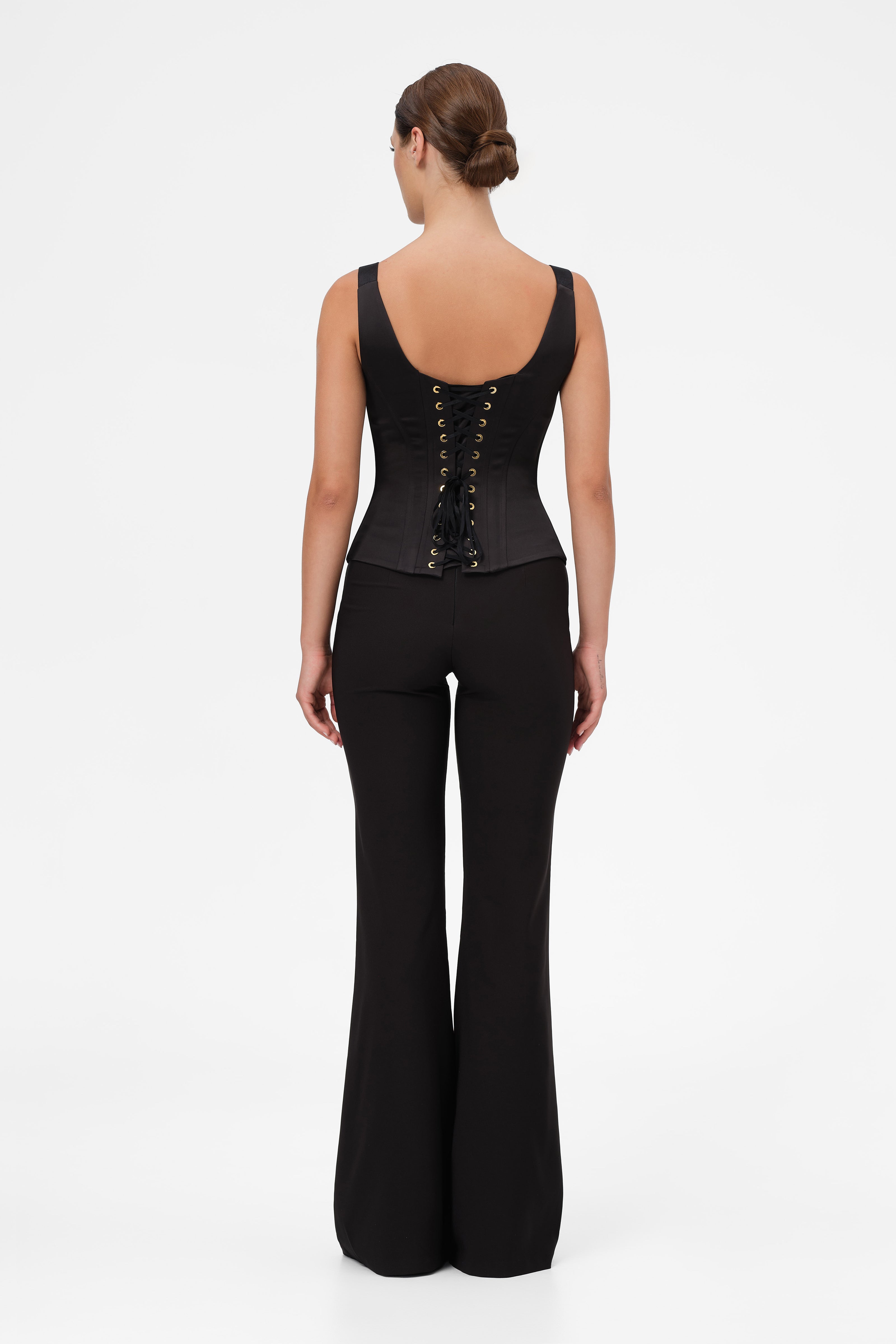 String Corset Black model front