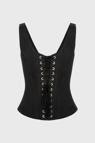 String Corset Black back