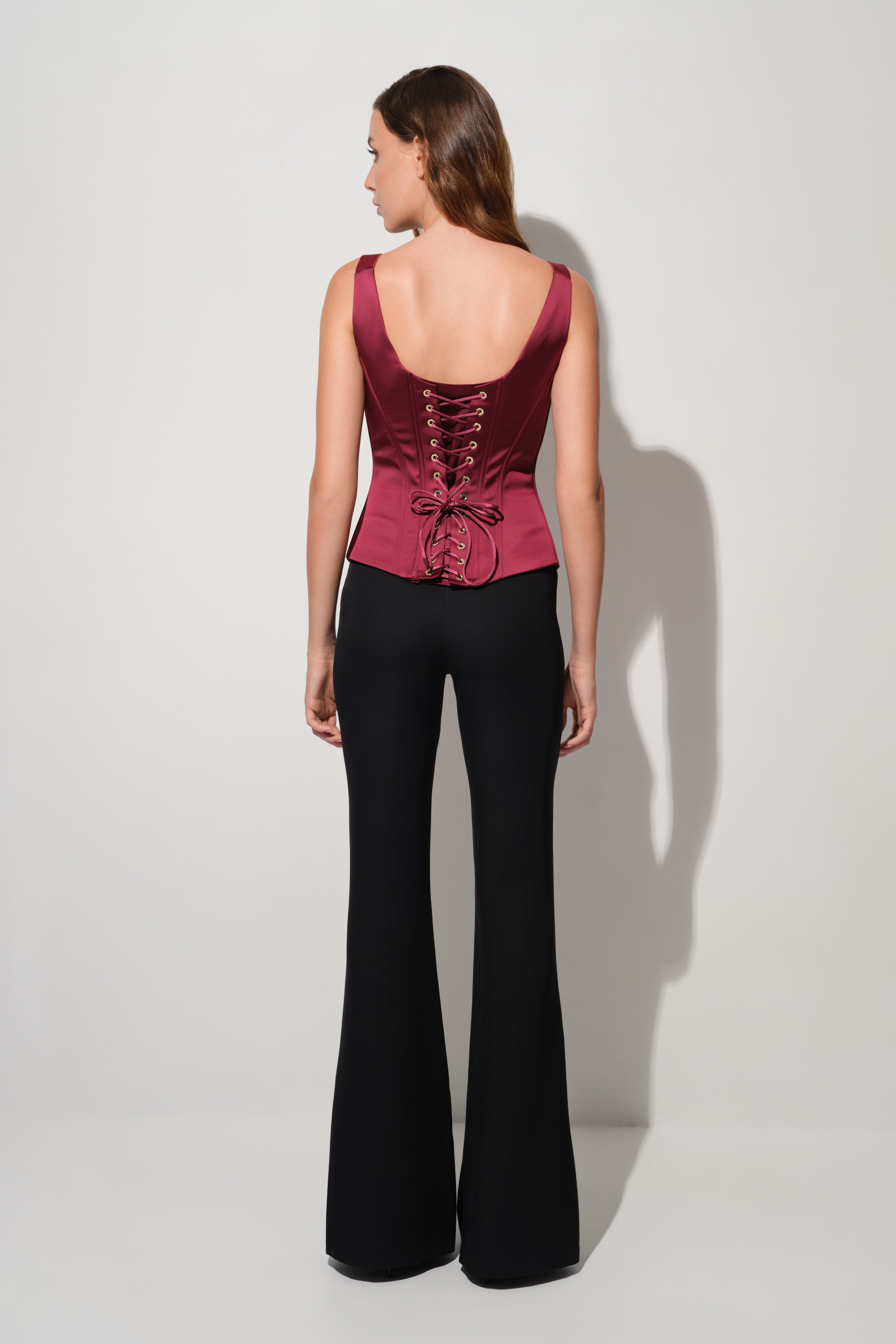 String Corset Wine model front