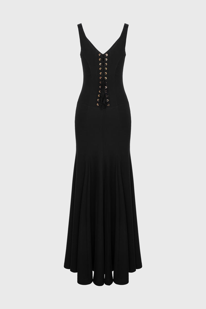 String Long Dress Black