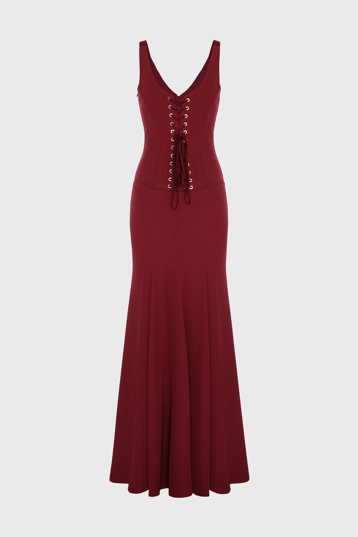 Rochie rosu burgund lunga cu corsetaj String