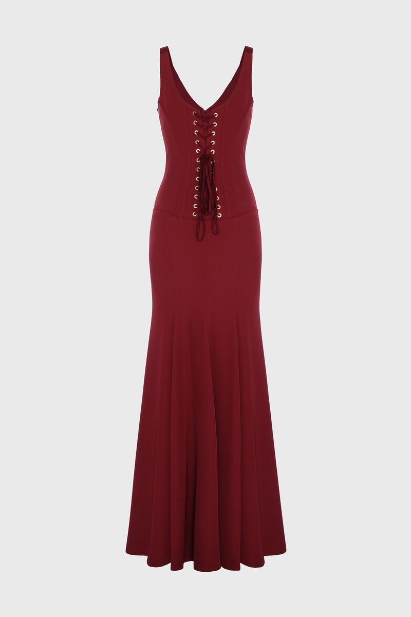String Long Dress Wine