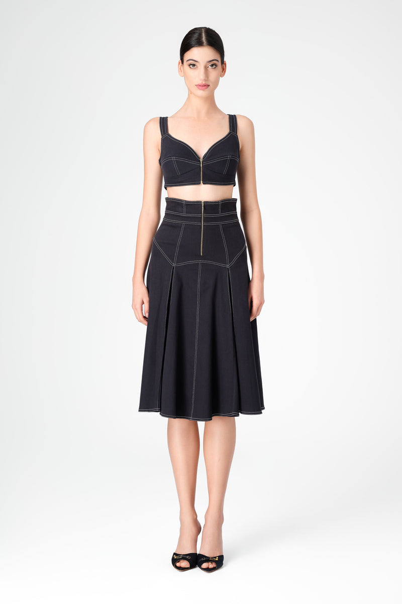 Underline Denim Bra Top Black