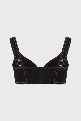 Underline Denim Bra Top Black back