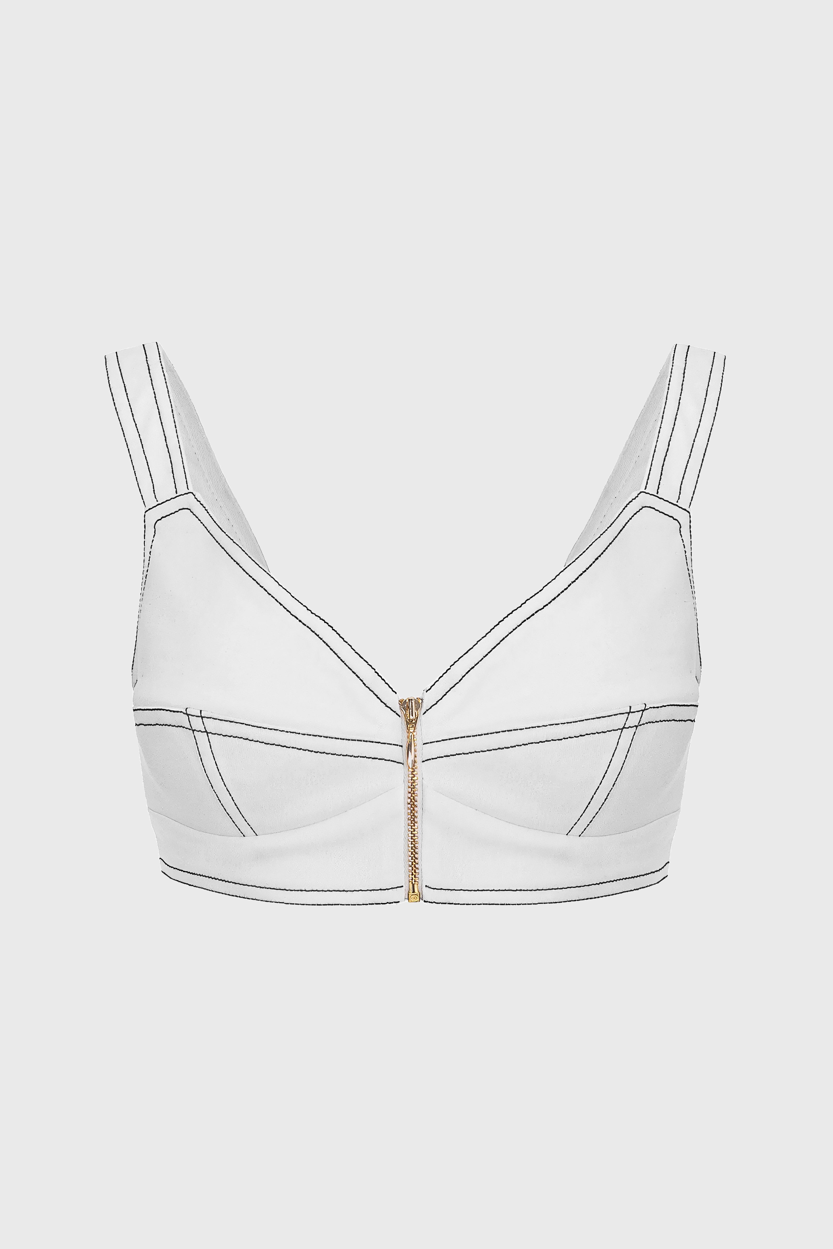 Underline Denim Bra Top White