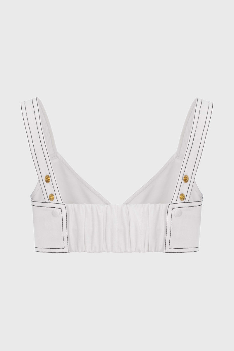 Underline Denim Bra Top White