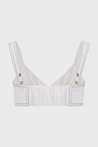 Underline Denim Bra Top White back