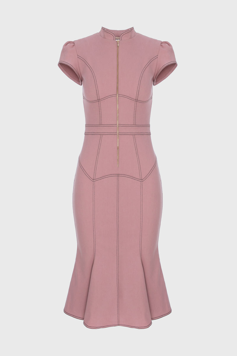 Underline Denim Dress Blush