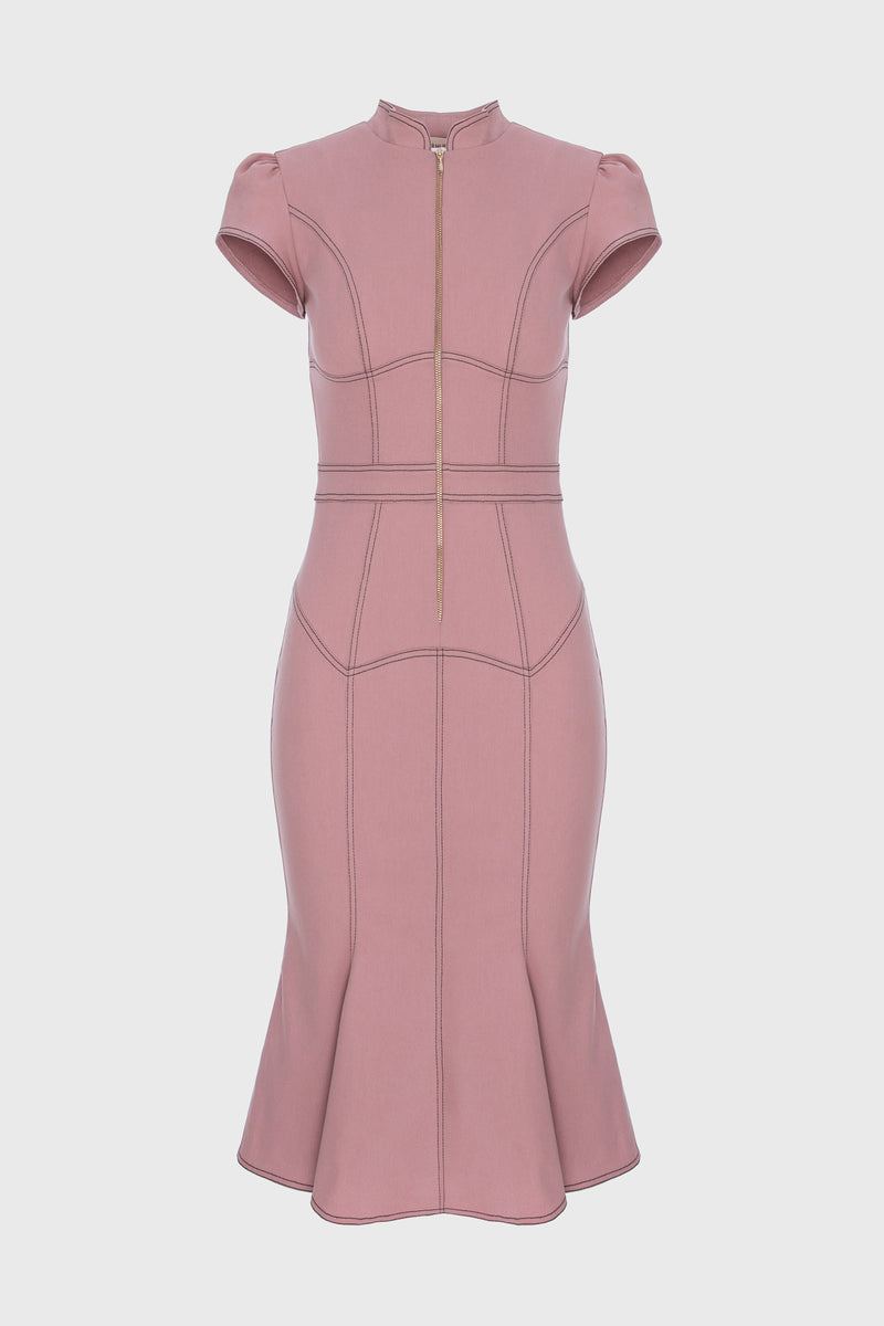 Underline Denim Dress Blush