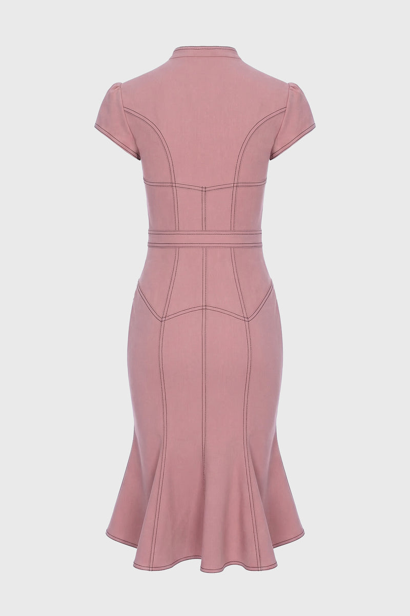 Underline Denim Dress Blush