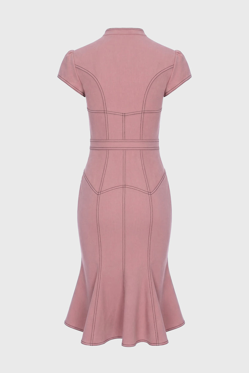 Underline Denim Dress Blush