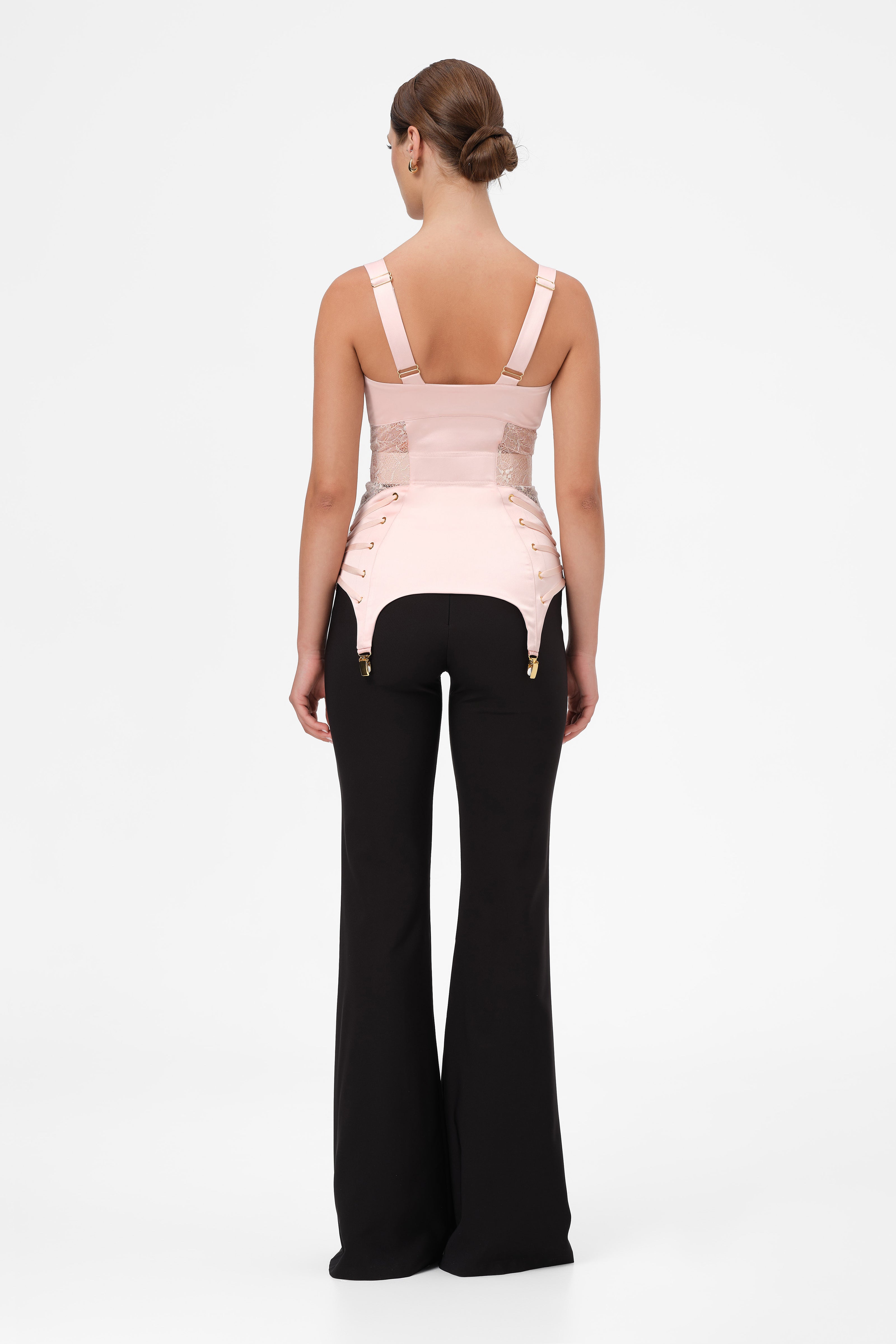 Powder Pink Satin and Lace Corset Zest