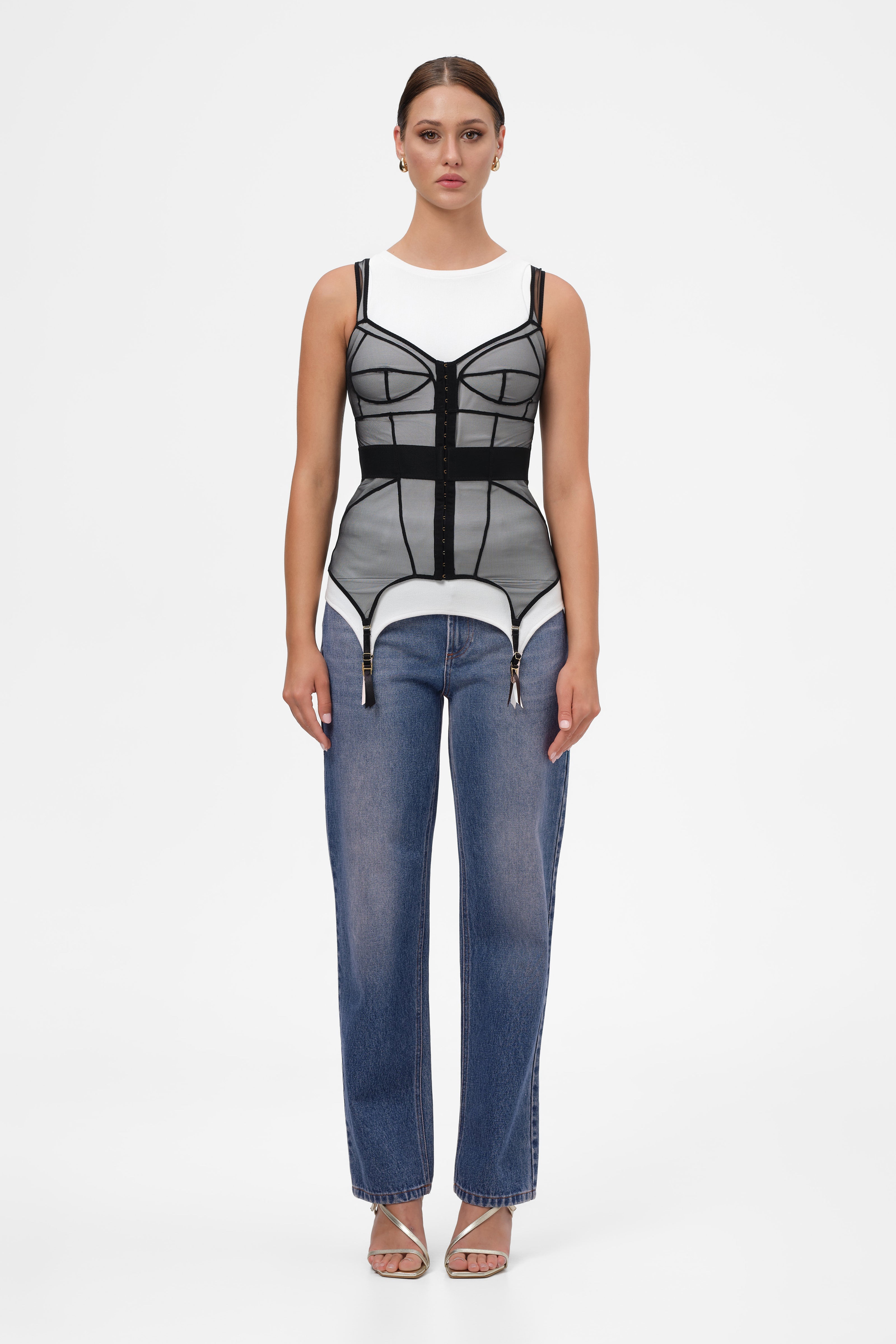 Zest Bi-Stretch Sheer Corset Black