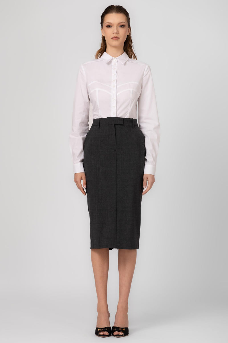 Formal Wool Skirt Gray