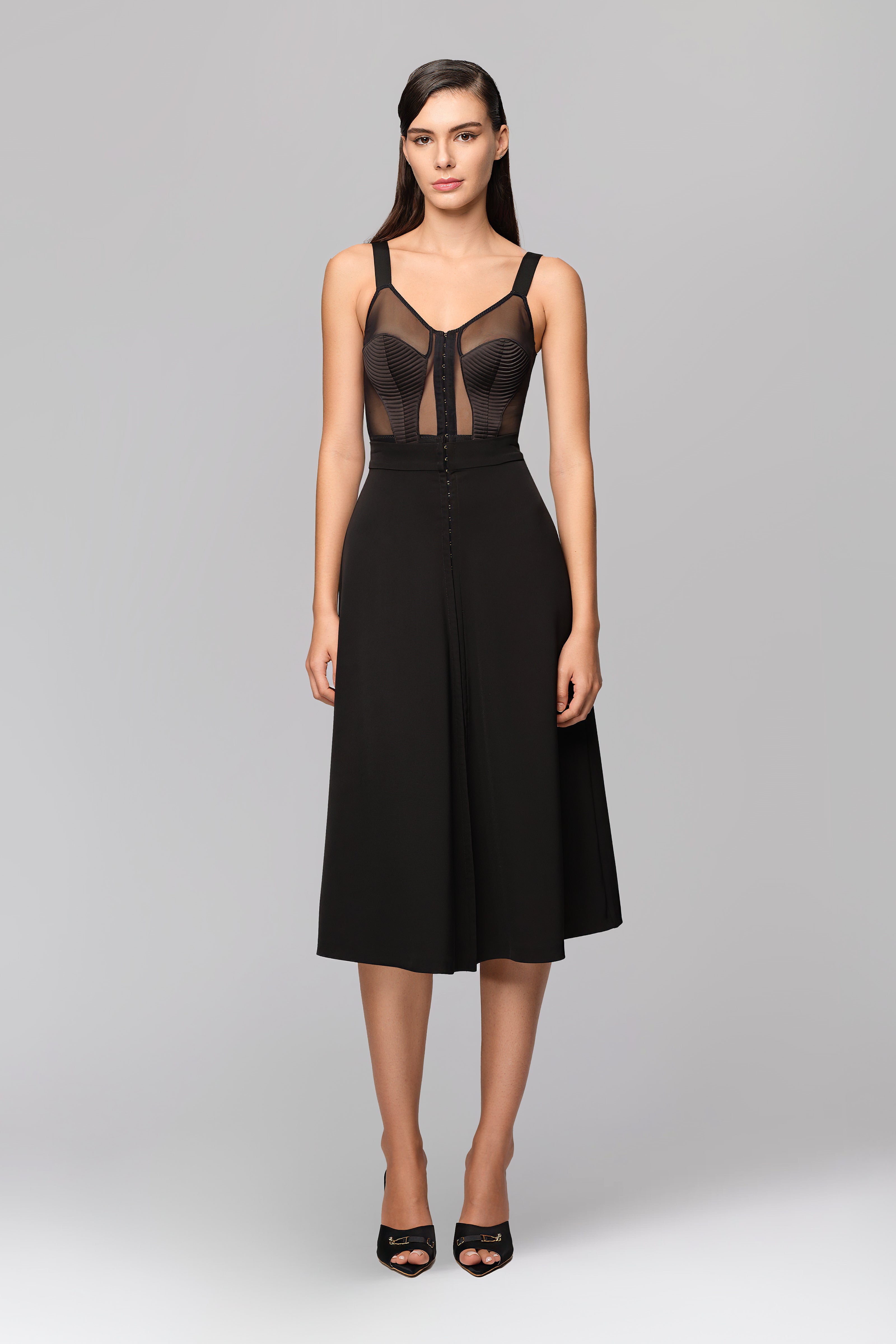 Corset Sheer Bra Top Black