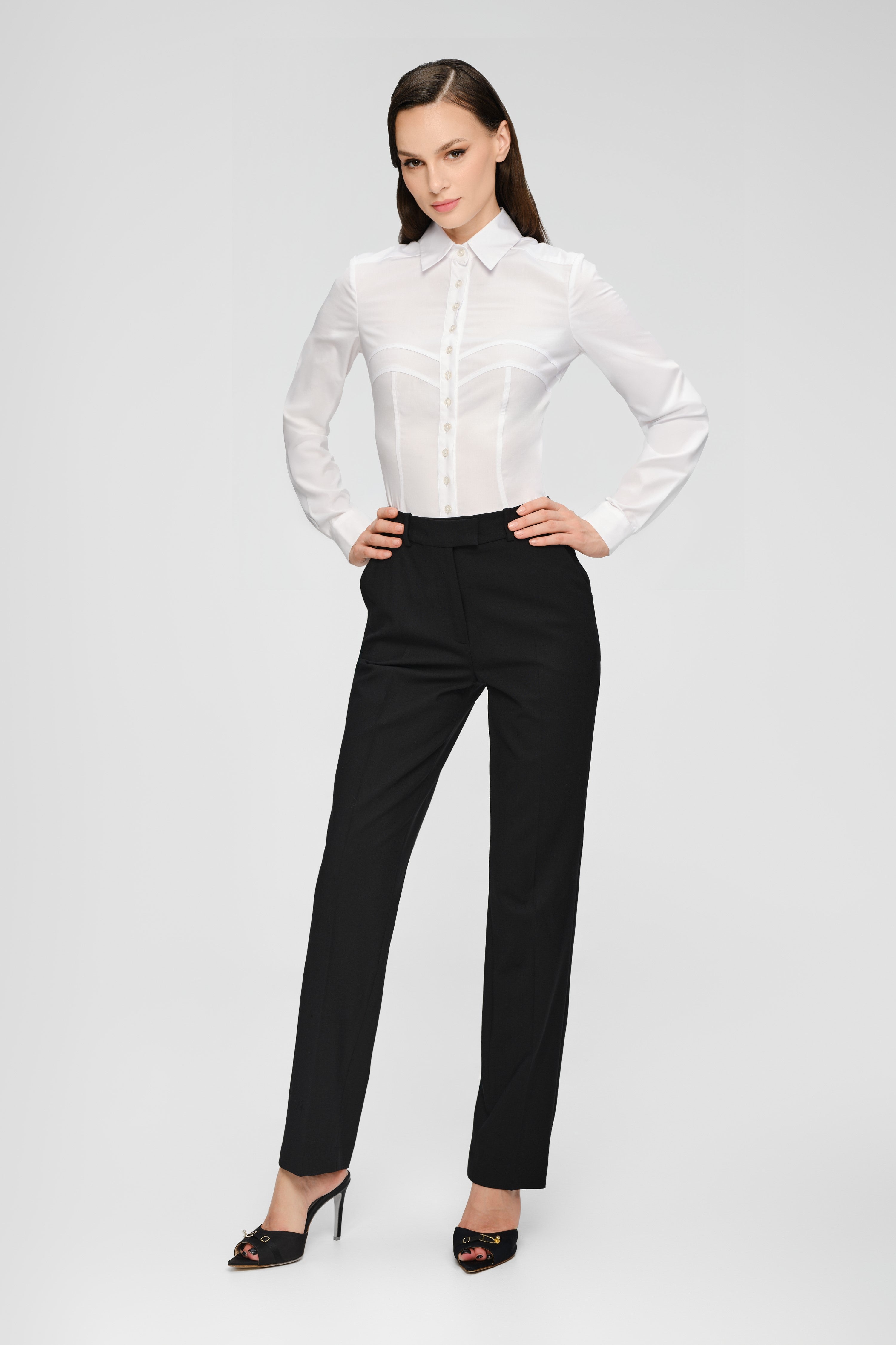 Pantaloni clasici negri cu buzunare Formal