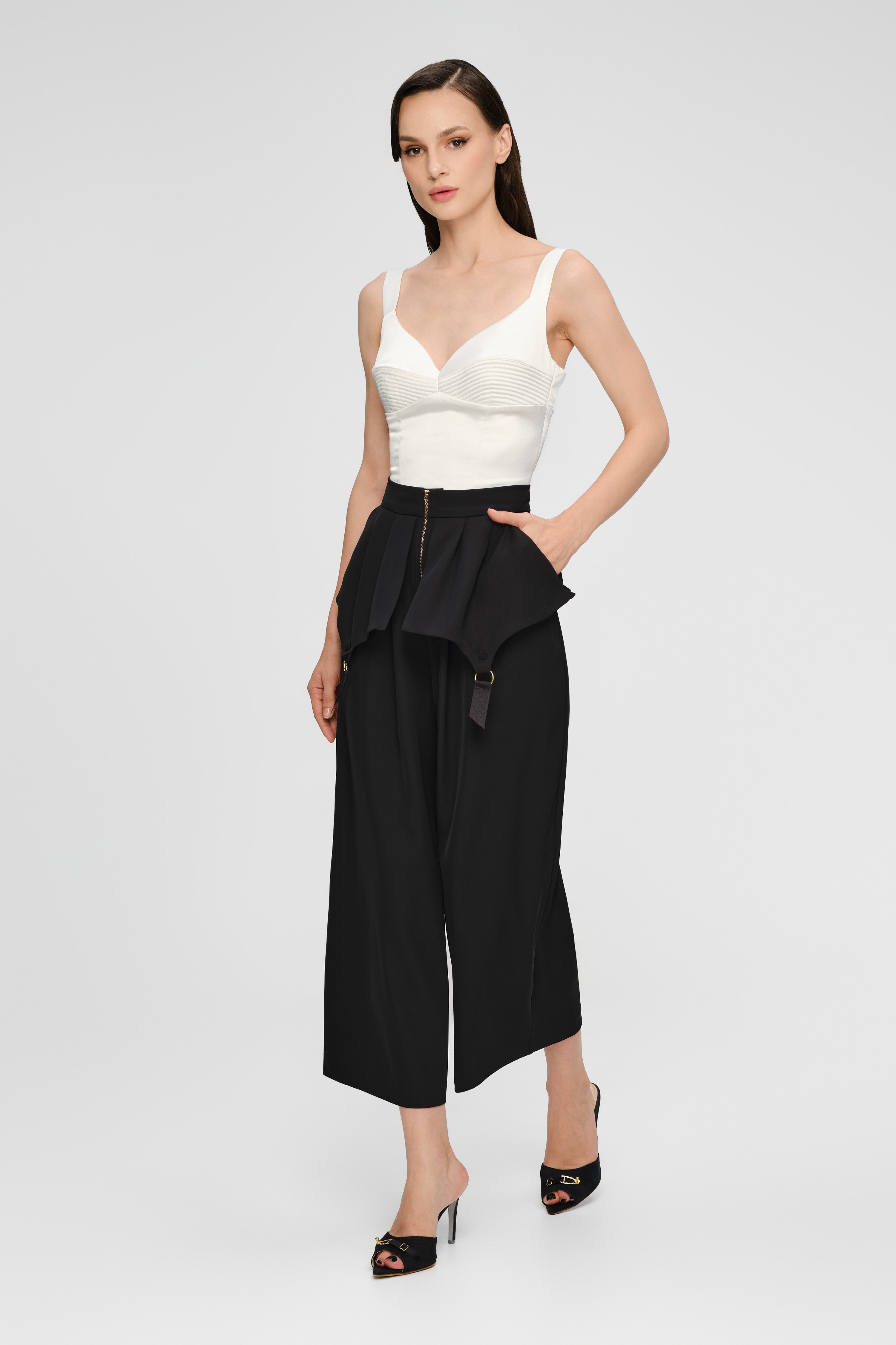Pantaloni negri midi evazati Blaze