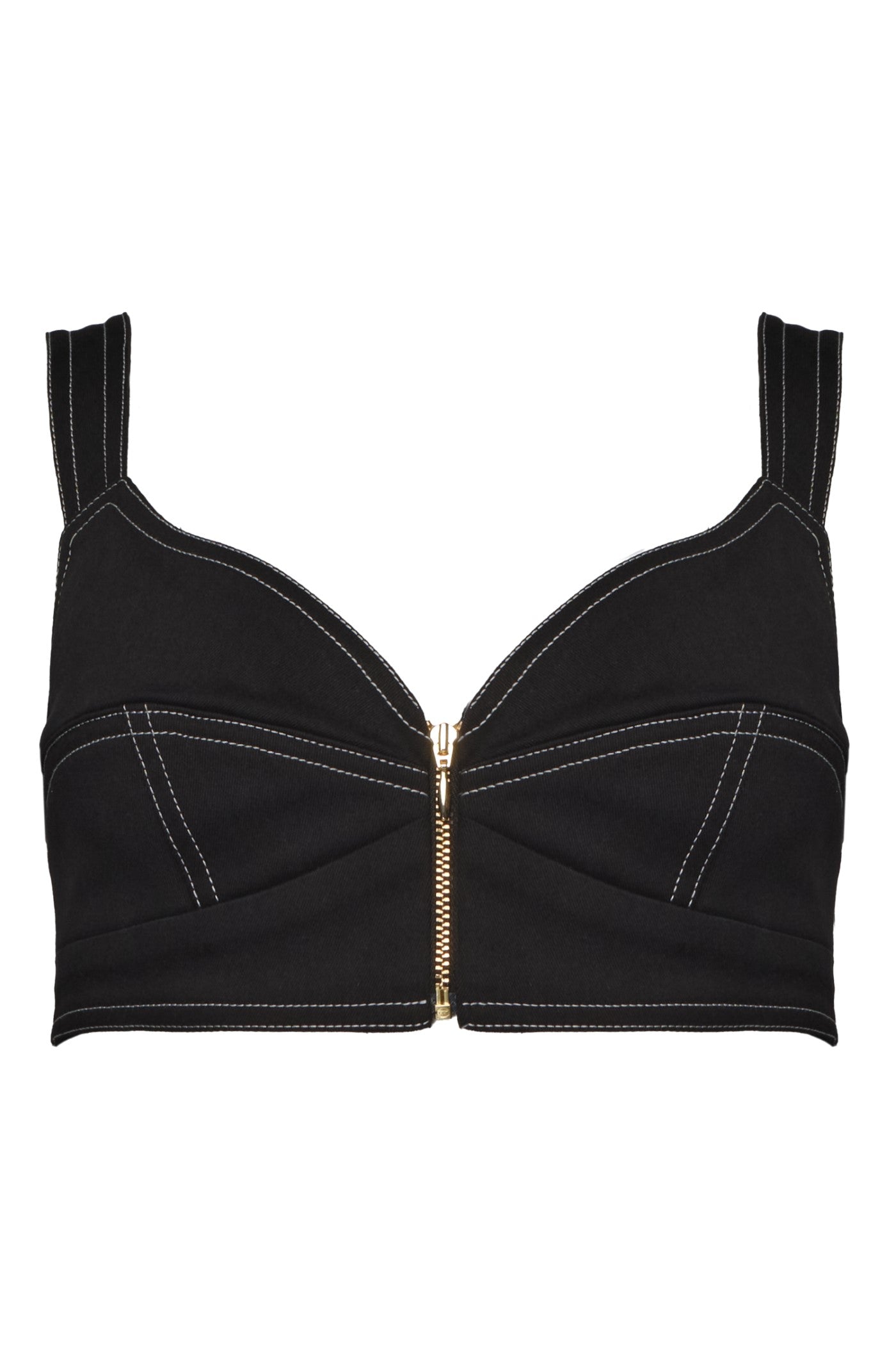 Underline Denim Bra Top Black