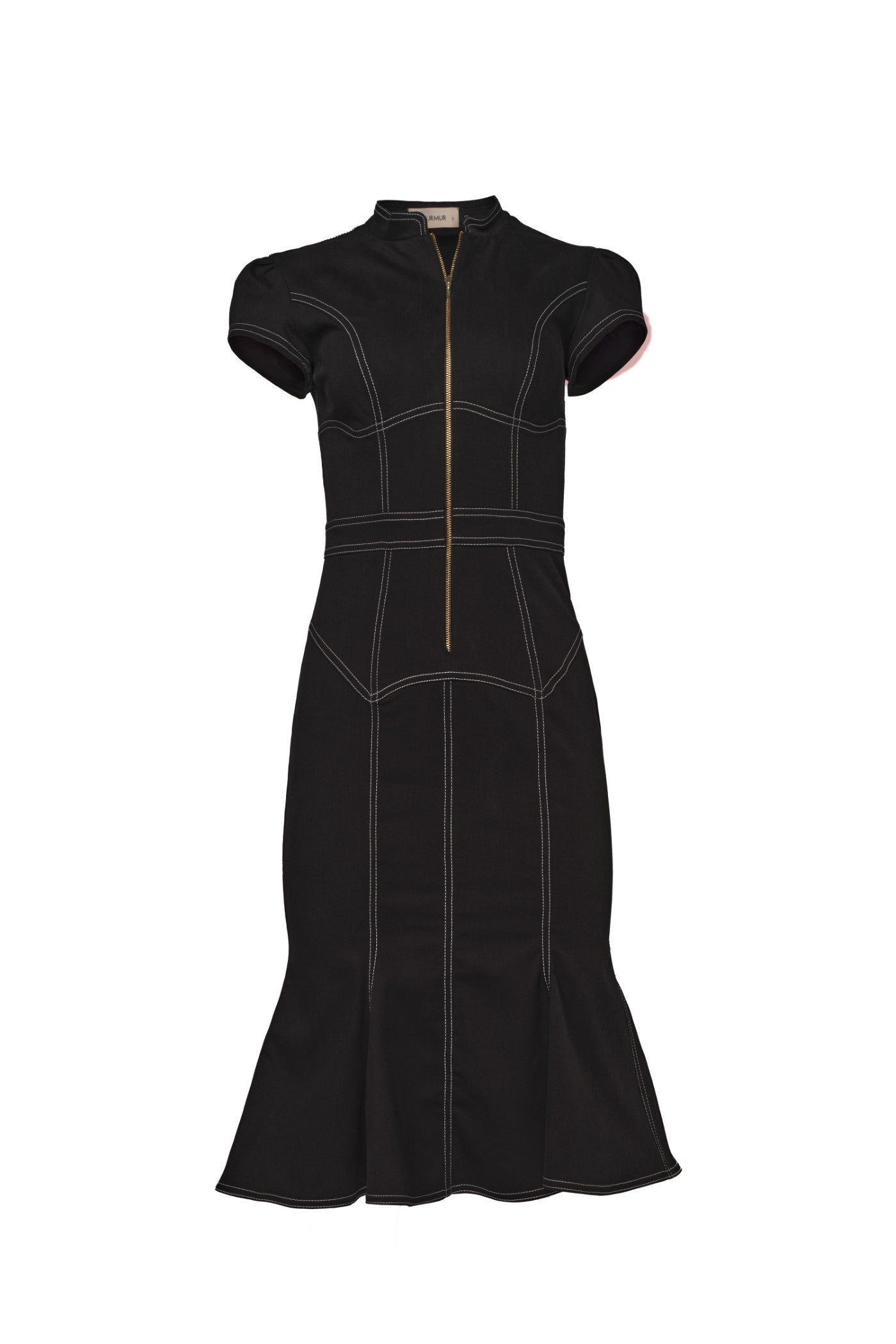 Underline Denim Dress Black